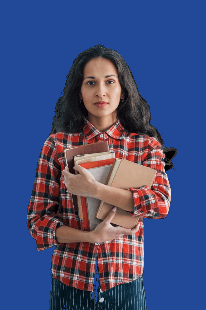 Student with books seeking admission guidance at BIHE