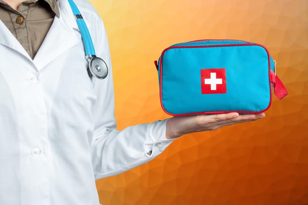Medical professional with first-aid kit available at BIHE campus