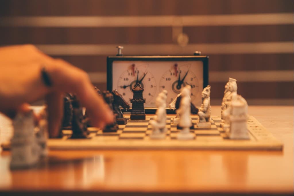 Students competing in a chess tournament